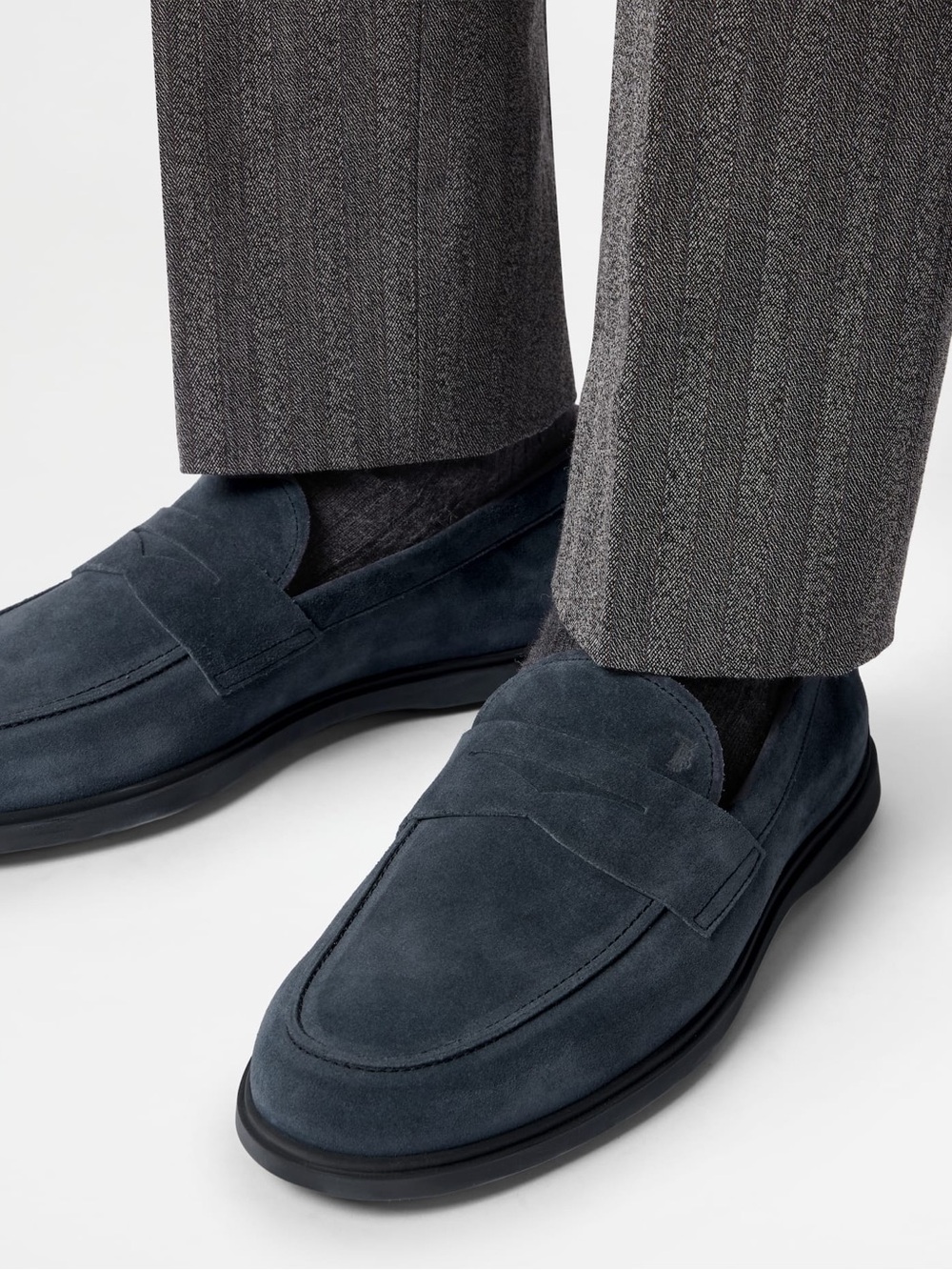 Tod's Suede Penny Slip-On Loafers in Navy